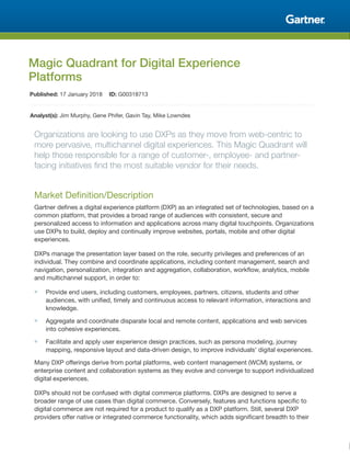 2023 Gartner® Magic Quadrant™ for Digital Experience Platforms