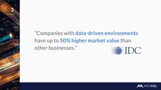 3
“Companies with data-driven environments
have up to 50% higher market value than
other businesses.”
 