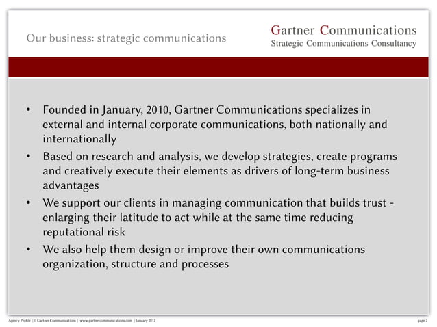 Gartner Communications agency presentation PPT