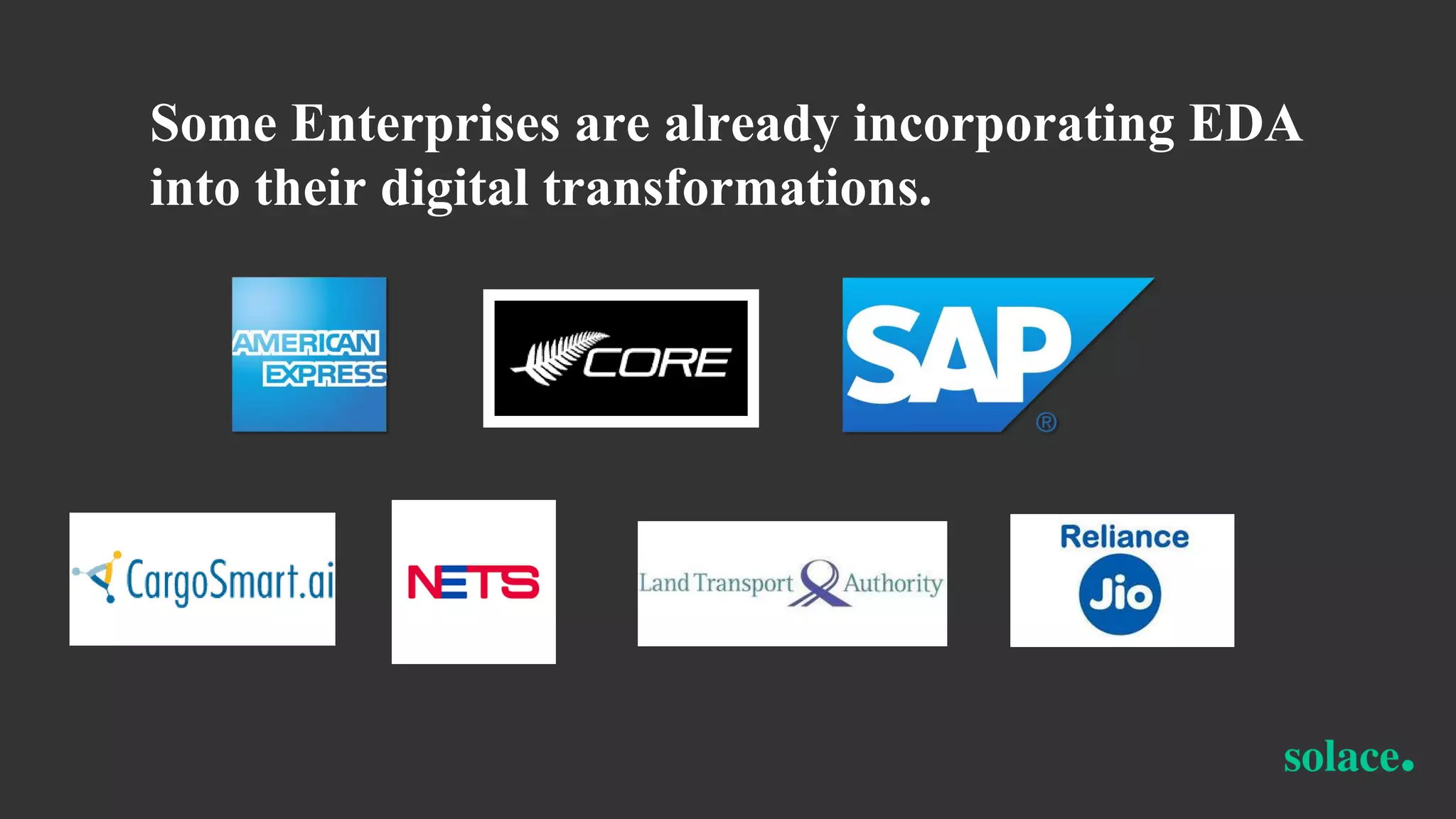 Some Enterprises are already incorporating EDA
into their digital transformations.
 