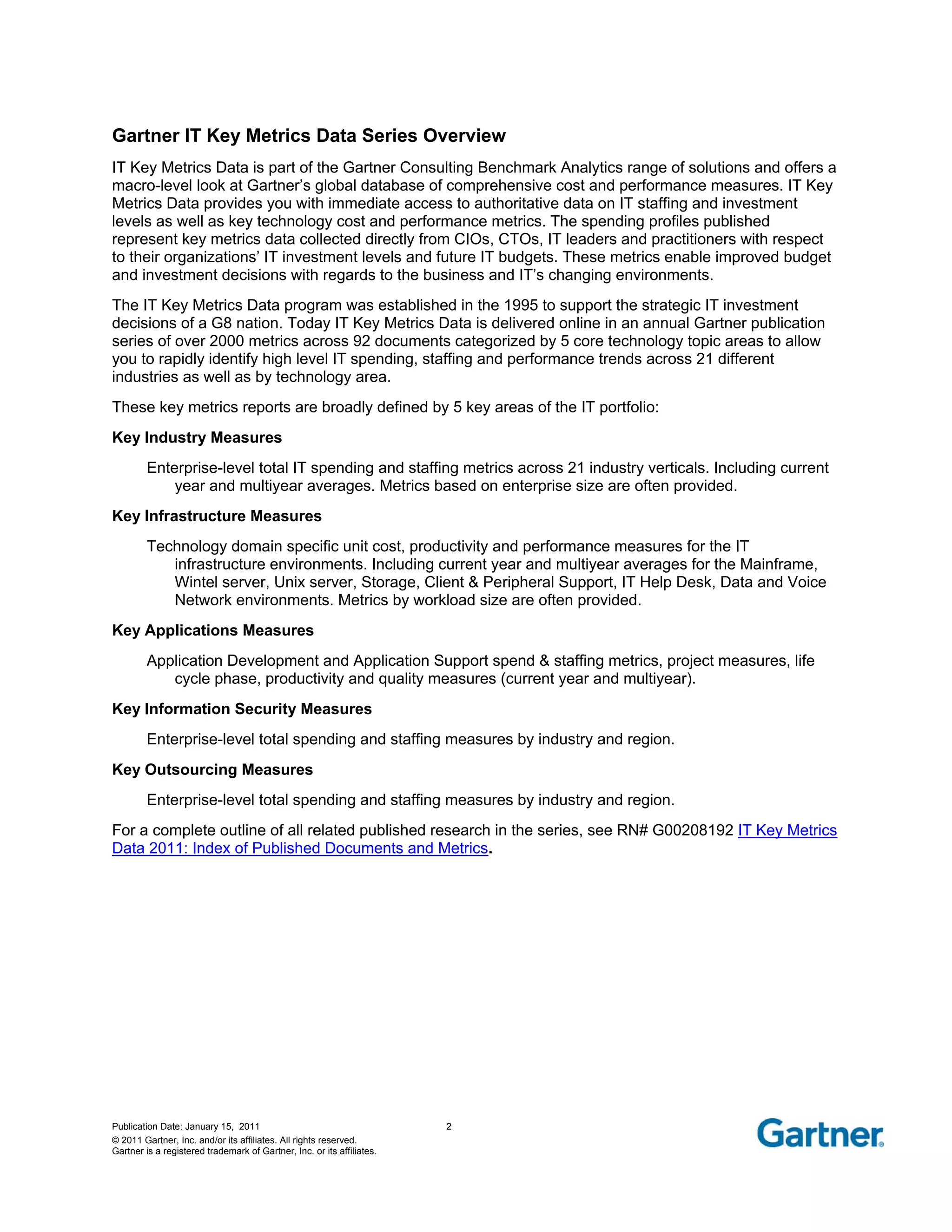 Gartner IT Enterprise Key Metrics Data 2011 PDF