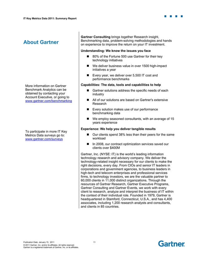 Gartner IT Enterprise Key Metrics Data 2011