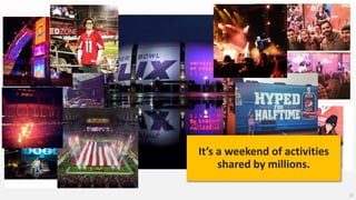 10
It’s a weekend of activities
shared by millions.
 