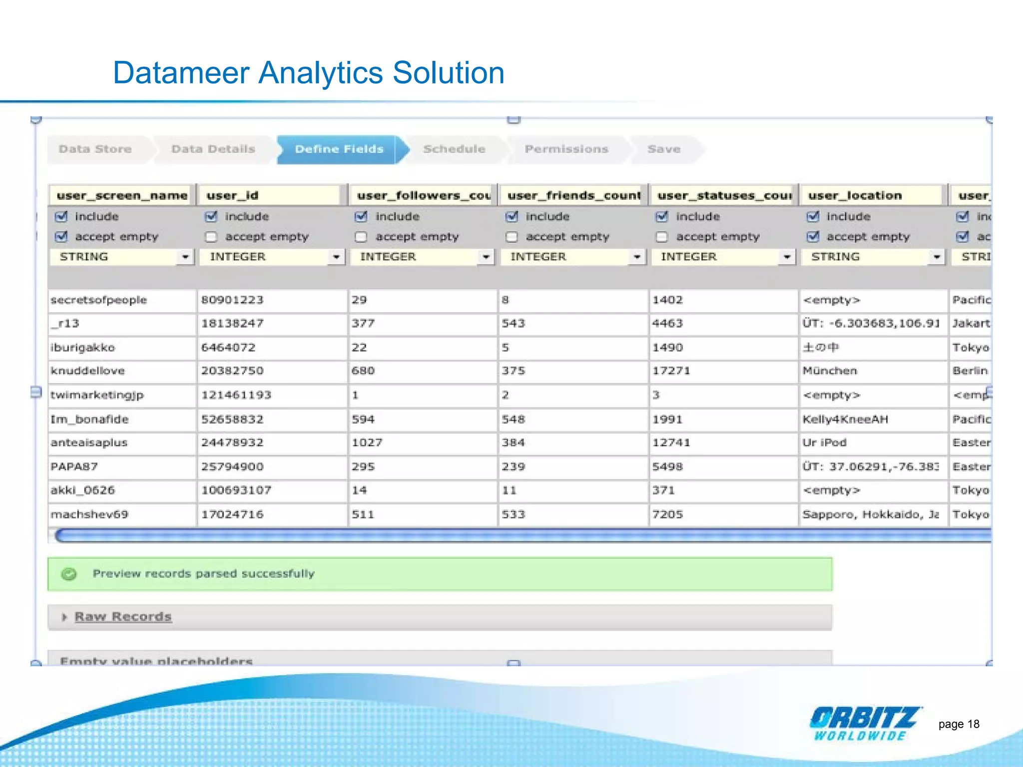 Datameer Analytics Solution page  