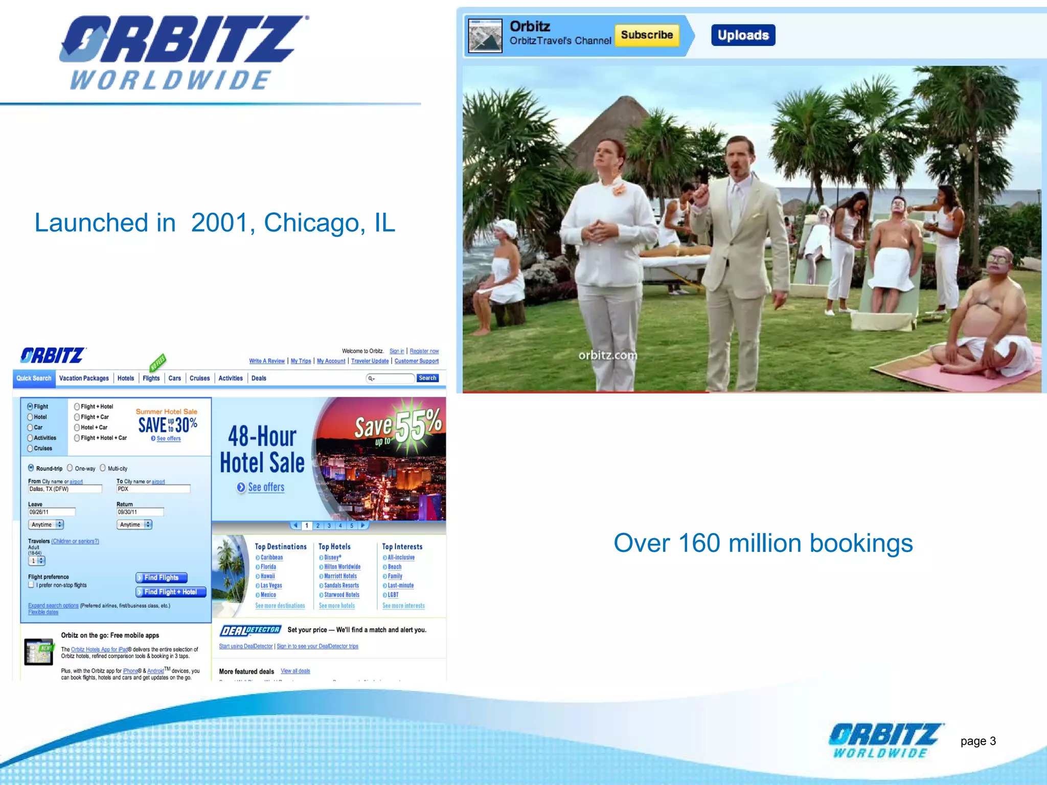 page  Launched in  2001, Chicago, IL  Over 160 million bookings 
