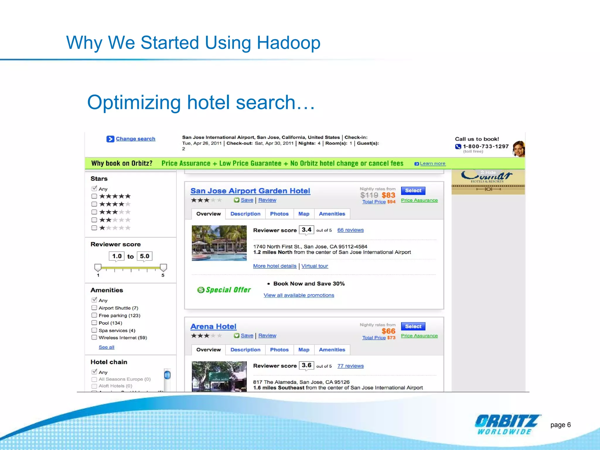 Why We Started Using Hadoop page  Optimizing hotel search… 