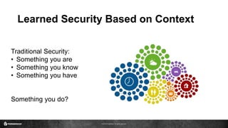 © 2016 ForgeRock. All rights reserved.
Learned Security Based on Context
Traditional Security:
• Something you are
• Something you know
• Something you have
Something you do?
 