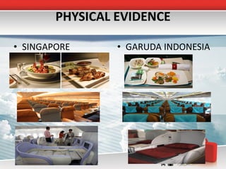 PHYSICAL EVIDENCE

• SINGAPORE      • GARUDA INDONESIA
  AIRLINES
 