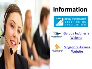 Information


   Garuda Indonesia
       Website

   Singapore Airlines
        Website
 