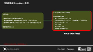 #ue4fest 　 #garupan
3話概要解説(ue4fest本題)
※赤枠部分を後ほど詳しく技術解説致します
動画版で動画で解説
 