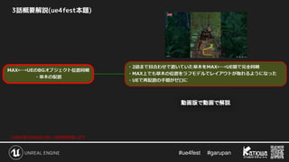 #ue4fest 　 #garupan
3話概要解説(ue4fest本題)
※赤枠部分を後ほど詳しく技術解説致します
動画版で動画で解説
 