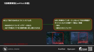 #ue4fest 　 #garupan
3話概要解説(ue4fest本題)
※赤枠部分を後ほど詳しく技術解説致します
 