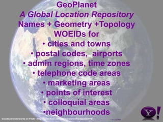 Knowing where our users are, and the places that are important to themKnowing geographic locations, and the names of placesKnowing the geographic context of everything we index, manage and publish