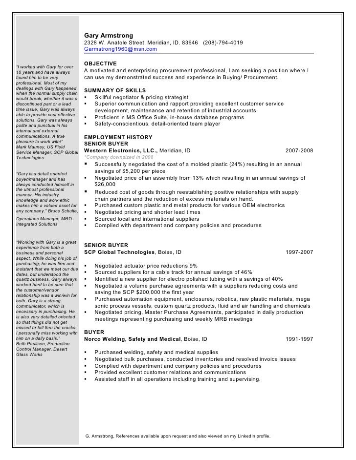 Buying resume