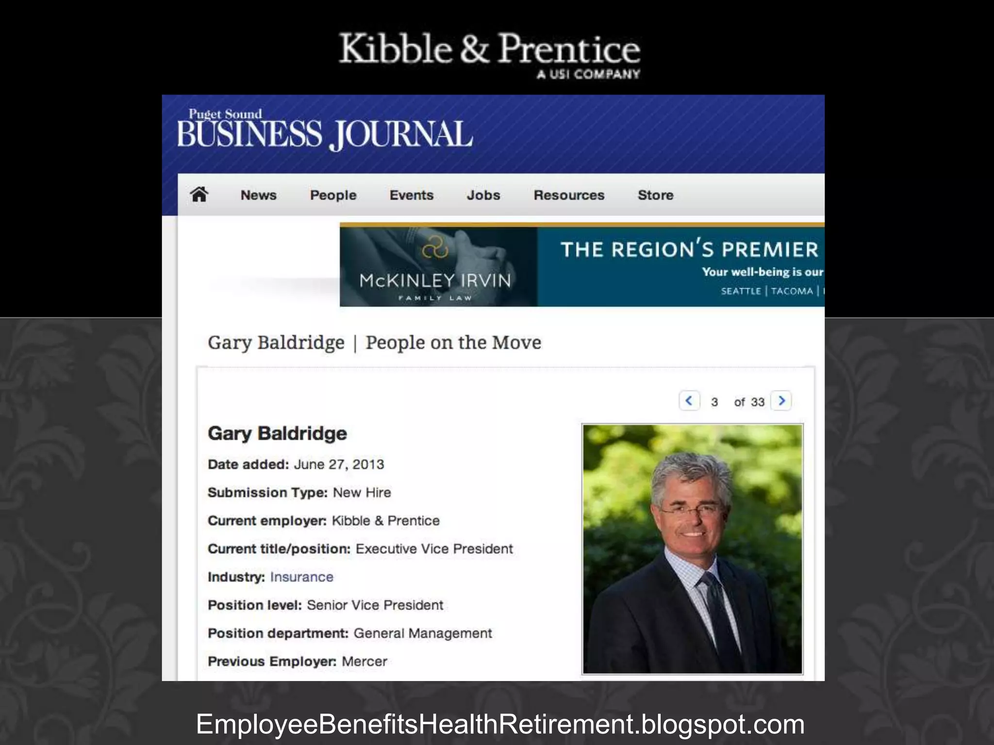 GARY BALDRIDGE
Executive Vice President

EmployeeBenefitsHealthRetirement.blogspot.com

 