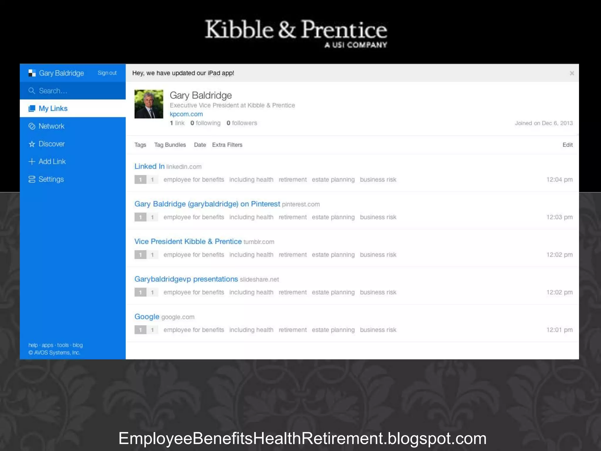 GARY BALDRIDGE
Executive Vice President

EmployeeBenefitsHealthRetirement.blogspot.com

 