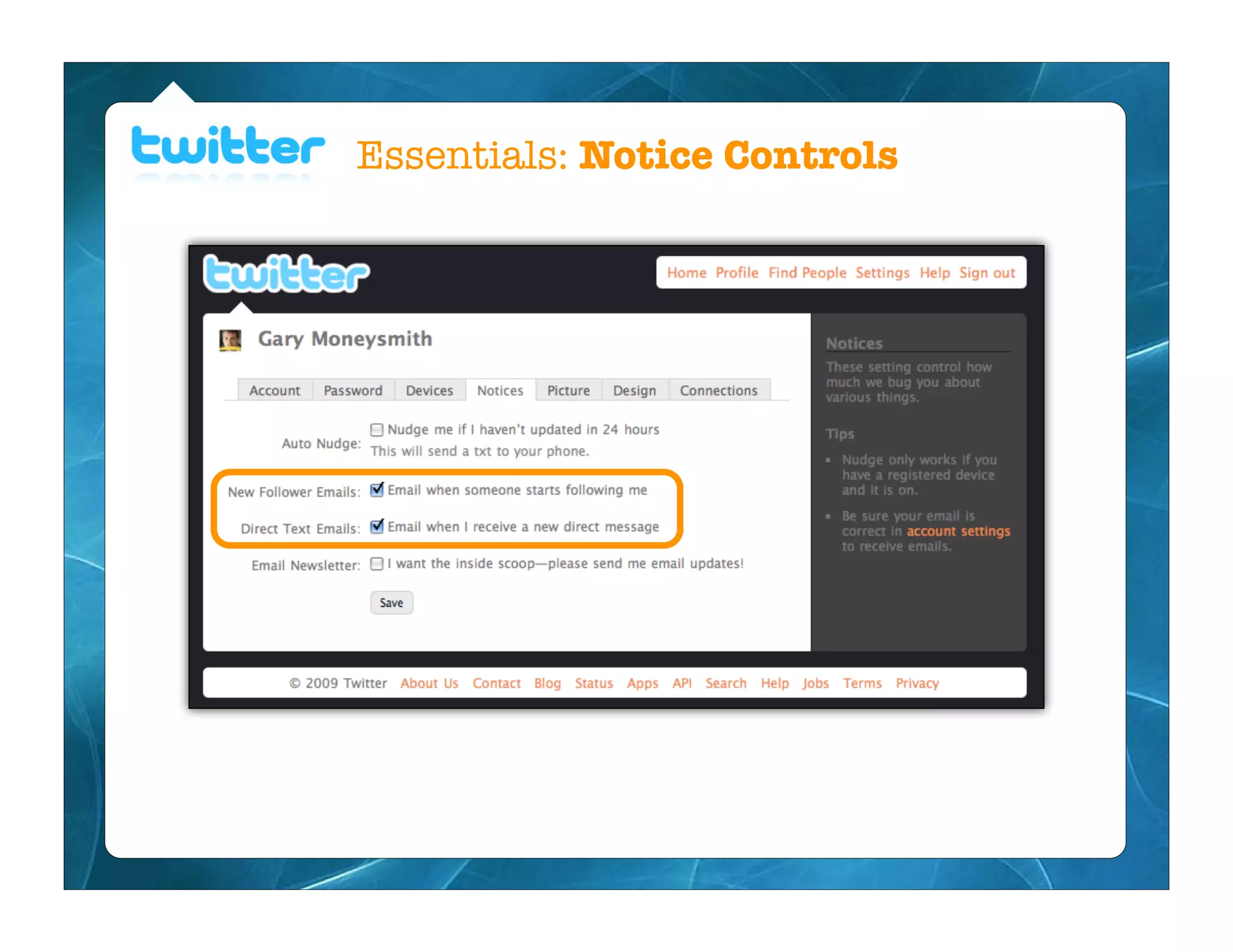 Essentials: Notice Controls
 
