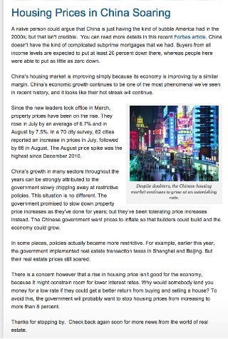 Gary Richetelli - Home Prices Soar in China