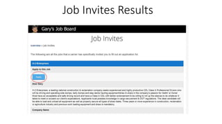 Job Invites Results
 