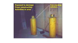 Free standing
cylinders
Exposed to damage
From construction
Activities in area
 
