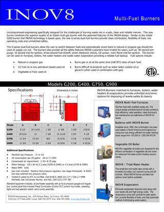Dual fuel Waste Vegetable Oil Burner Brochure | PDF