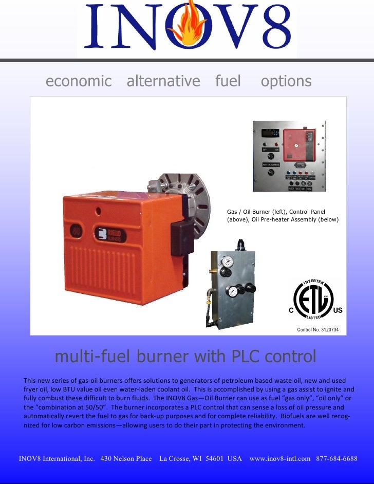 Dual fuel Waste Vegetable Oil Burner Brochure