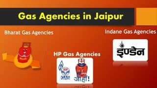 Gas Agencies in Jaipur
Bharat Gas Agencies Indane Gas Agencies
HP Gas Agencies
 