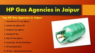HP Gas Agencies in Jaipur
Top HP Gas Agencies in Jaipur
1. Vasundhara H.P. Gas Agency
2. Ashoka Gas Agency HP
3. Sanganer Gas Agency
4. Rastogi HP Gas
5. Raja HP Gas Agency
6. Anand Gas, HP Gas Distributor
7. HP Gas Dhole Devi
8. HP Gas – Saraswati Gas Service
 