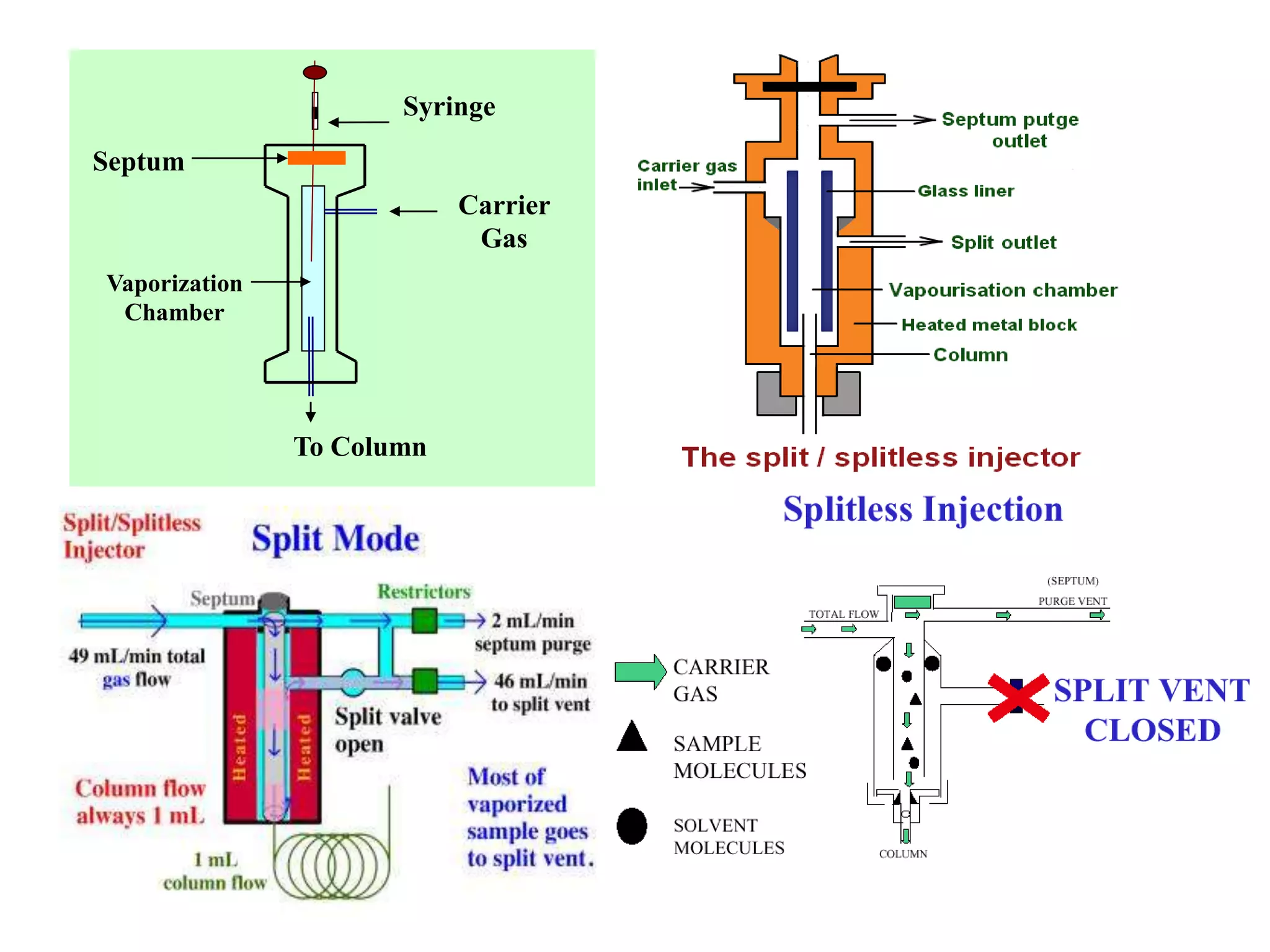 Carrier
Gas
Syringe
Vaporization
Chamber
To Column
Septum
 