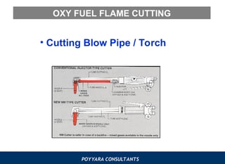 POYYARA CONSULTANTS
OXY FUEL FLAME CUTTING
• Cutting Blow Pipe / Torch
 