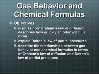 Gas Behavior and Chemical Formulas ,[object Object],[object Object],[object Object],[object Object]