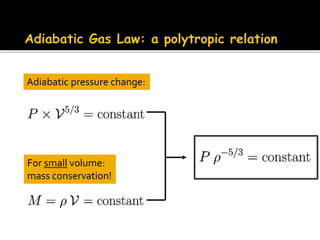 Adiabatic pressure change:
For small volume:
mass conservation!
 
