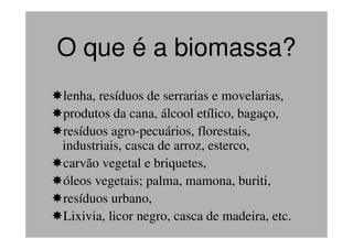 Constituintes da Biomassa
• Celulose
• Hemicelulose
• Lignina
• Extrativos
• Minerais
 
