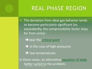 LISTEN...LEARN....THINK...ENJOY YOURSELF
REAL PHASE REGION
 The deviation from ideal gas behavior tends
to become particu...