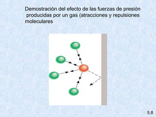 Demostración del efecto de las fuerzas de presión
producidas por un gas (atracciones y repulsiones
moleculares
5.8
 