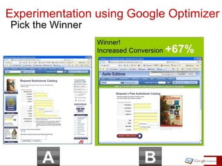 Experimentation using Google Optimizer
 