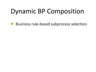 Dynamic BP Composition  Business rule-based subprocess selection 