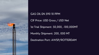 LIQUIDIFIED PETROLEUM GAS [LPG] GOST: 20448 - 90
CIF Price: USD Gross / USD Net
1st Trial Shipment: 100,000 MT
Monthly Shi...