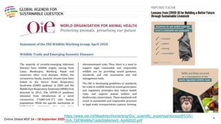 Framing presentation on animal health and animal welfare perspective, predict, prevent and control of emerging zoonosis