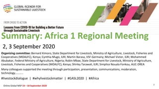 Summary of the Africa 1 Regional Multi Stakeholder Online Meeting