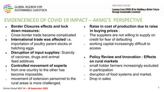 Framing presentation on COVID 19- challenges and opportunities on livestock for Africa private sector perspective, case study by AKM Glitters Company