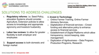 Framing presentation on COVID 19- challenges and opportunities on livestock for Africa private sector perspective, case study by AKM Glitters Company