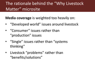 Informing and influencing sustainable livestock investments