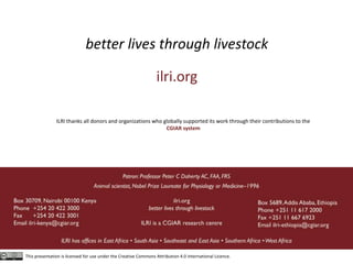 Informing and influencing sustainable livestock investments