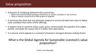 The Global Agenda for Sustainable Livestock: Value proposition and modes of delivery