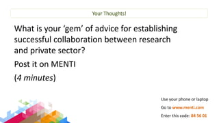 Improving collaboration between research and the private sector to accelerate livestock innovation for sustainability into use