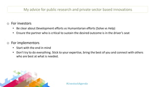 Improving collaboration between research and the private sector to accelerate livestock innovation for sustainability into use