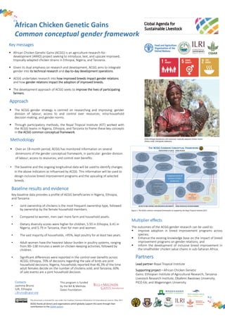 Key messages
 African Chicken Genetic Gains (ACGG) is an agriculture‐research‐for‐
development (AR4D) project seeking to ...