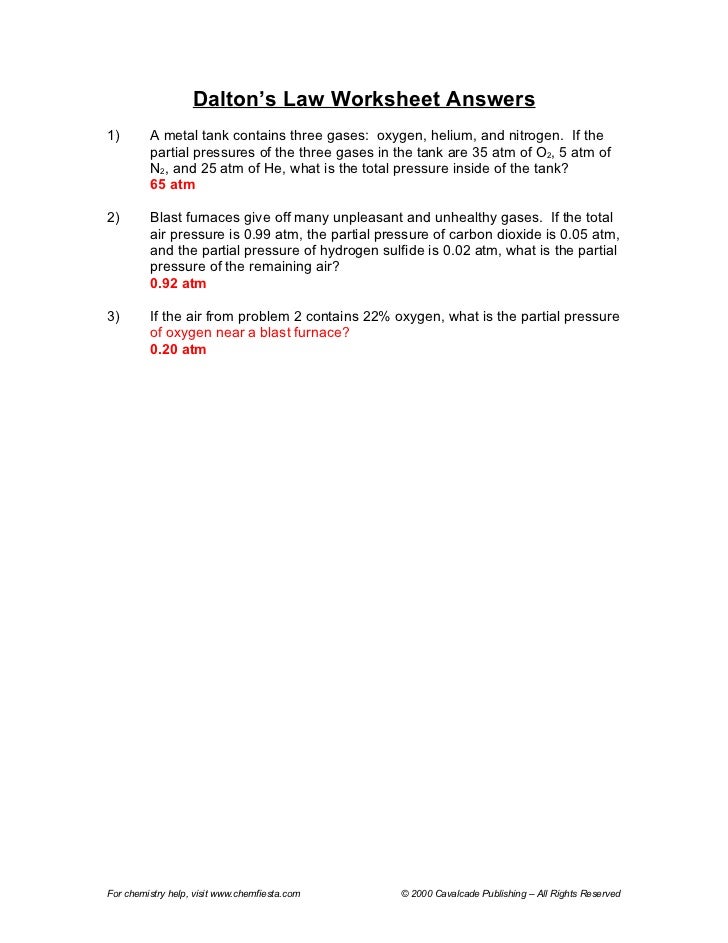 Gas law packet answers