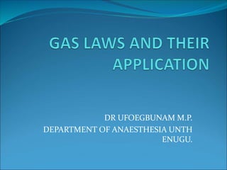 DR UFOEGBUNAM M.P.
DEPARTMENT OF ANAESTHESIA UNTH
ENUGU.
 